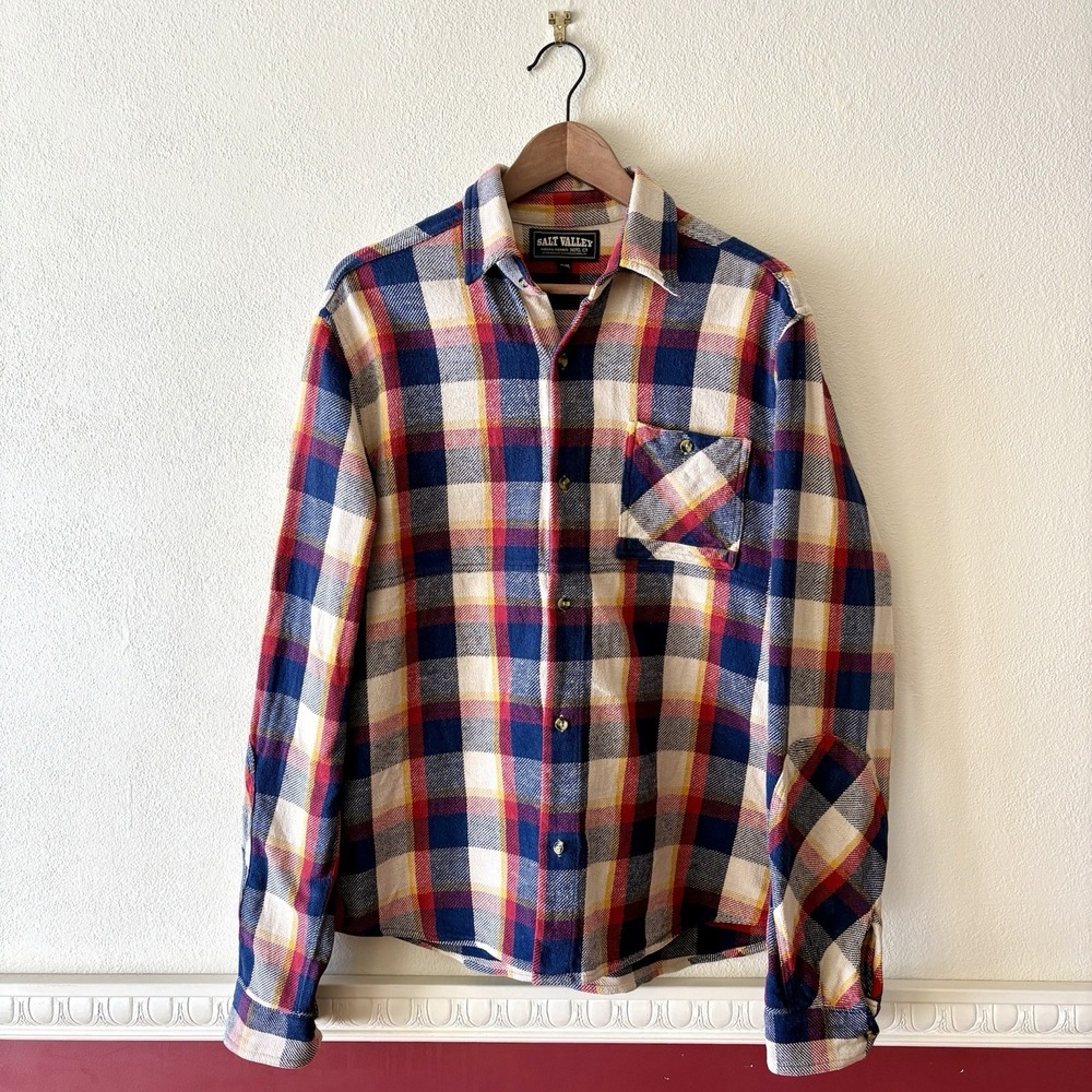 Salt Valley men's heacyweight cotton flannel plaid button down shirt